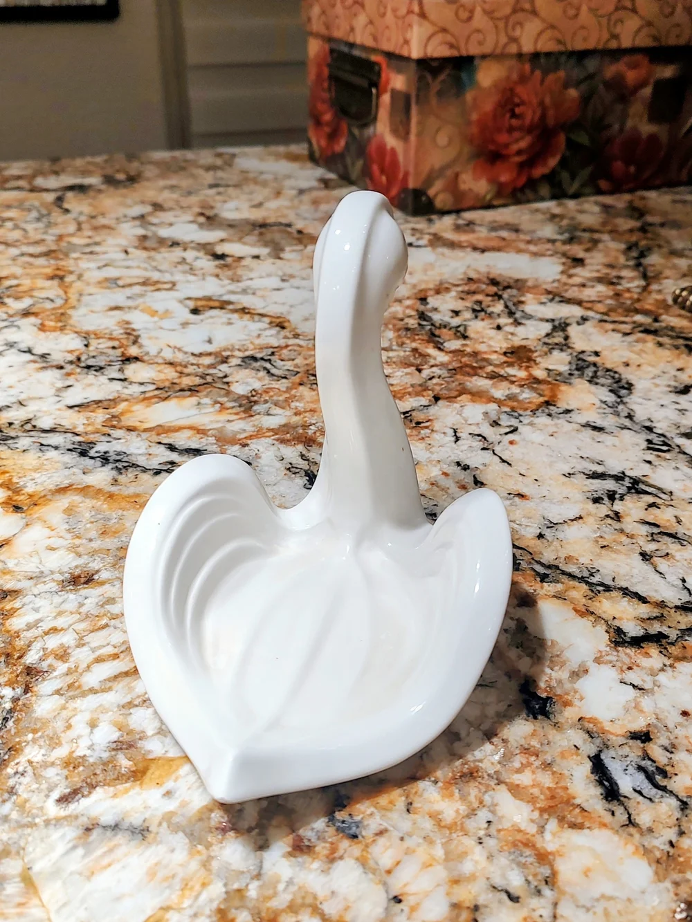 White Ceramic Swan Trinket Dish